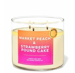 Bath & Body Works 3 Wick Candle Market Peach & Strawberry Pound Cake